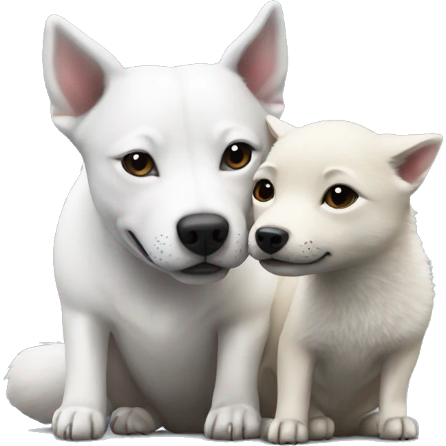 Staffy dog kissing an arctic fox emoji