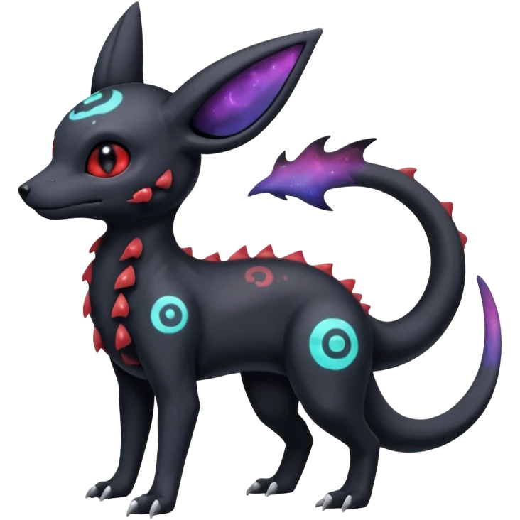 Nebulae Gothic Spooky Umbreon-Salandit-Cubone-Duskull-Noibat-Fakémon-hybrid-creature (full body)  emoji