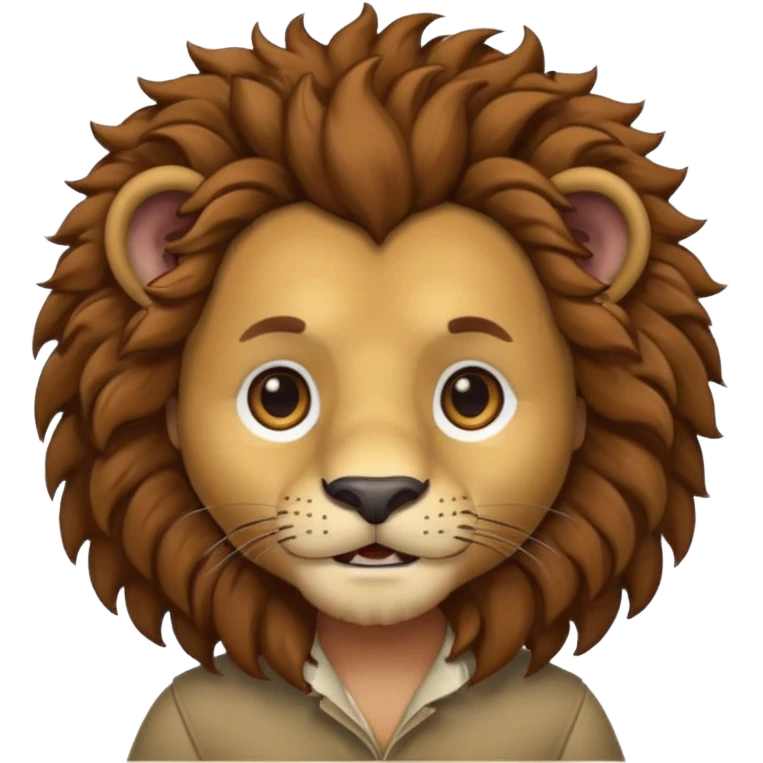 Make a cute boy lion with curly brown hair with a disconnected goatee and medium skin emoji