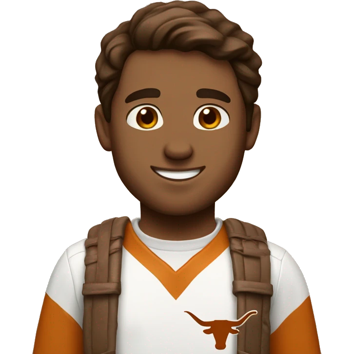 Brown haired White man in University of Texas Longhorn clothes emoji