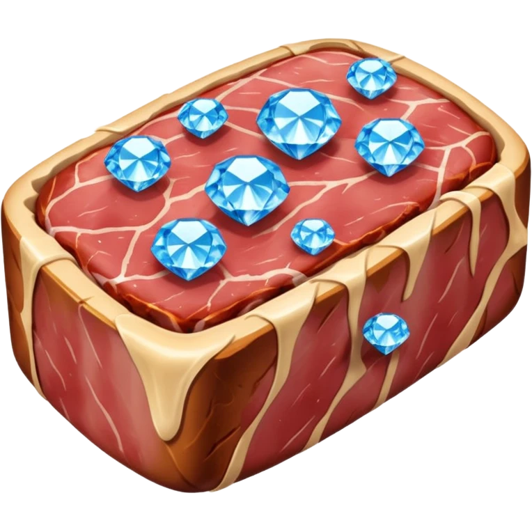 Meat with diamond textur and blue color emoji