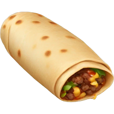 a long single burrito emoji, use only black and white colors. emoji