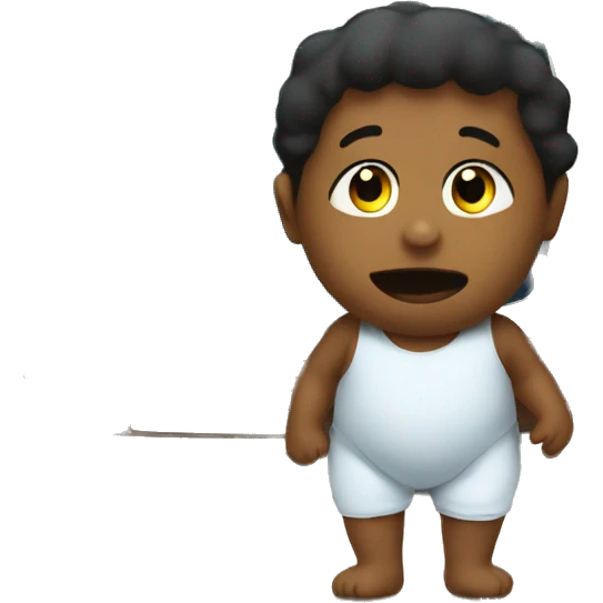 Toddler watching tv in diaper emoji