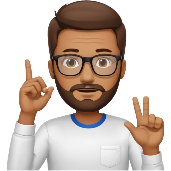 A brown-haired man with a designer stubble beard and rectangle glasses. He shrugs in a "I don't know" gesture, In the background the Romania flag. emoji