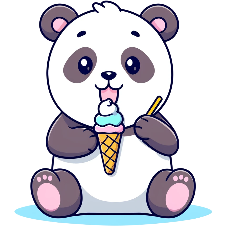 Panda eating ice cream emoji