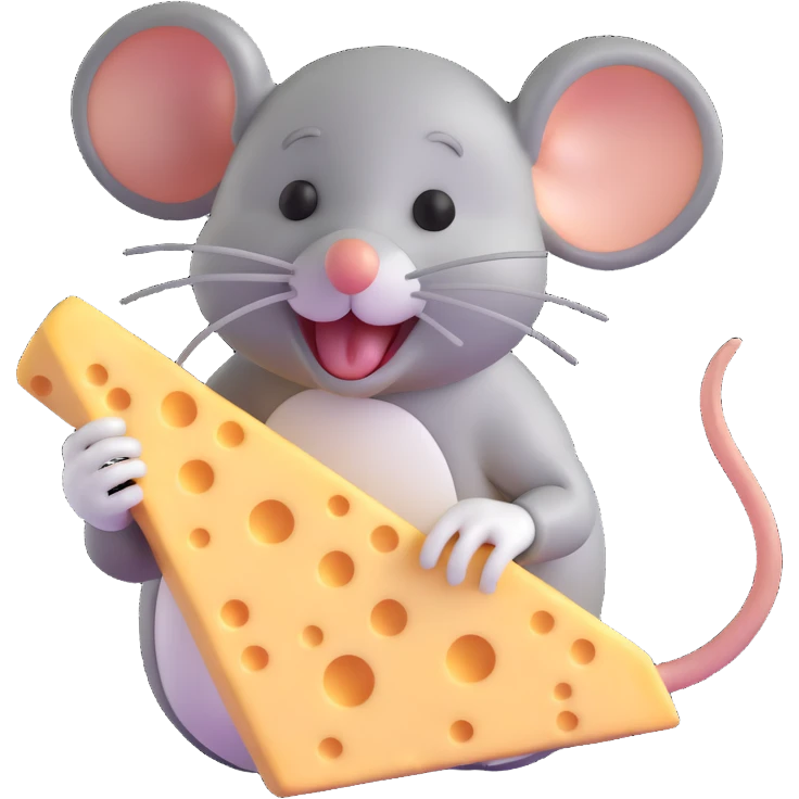 cartoon mouse jerry eating cheese emoji