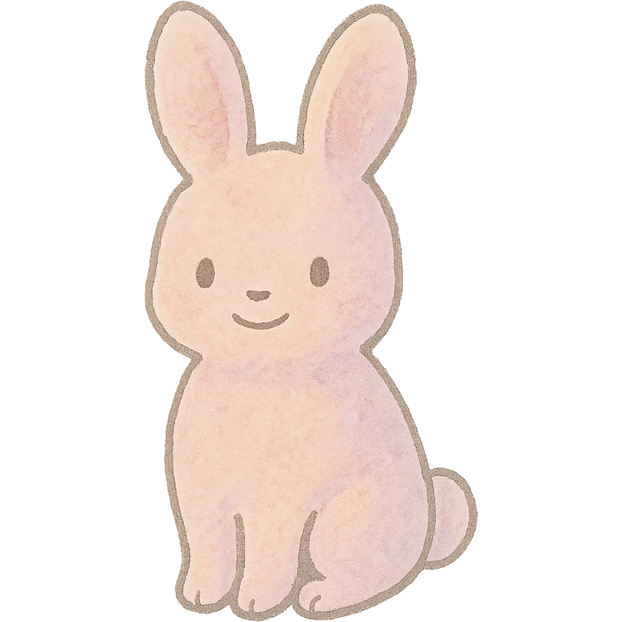 tiny pastel bunny silhouette, Japanese hand-drawn kawaii, full object, gentle smile emoji