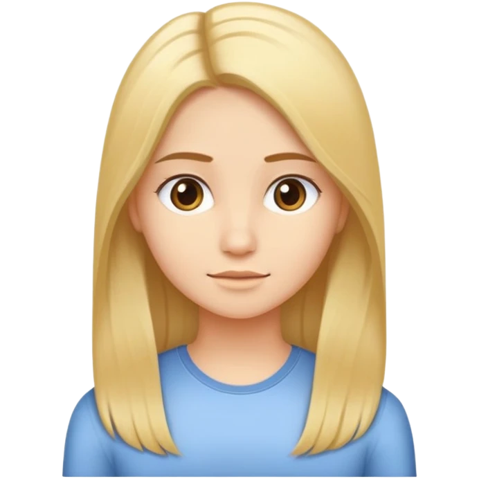 crea una maestra joven con cabello largo de la raiz rubio medio y de las puntas rubio mas claro, muy animada emoji