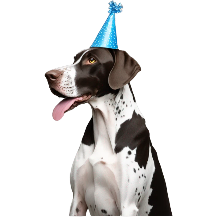 Party hat on black & white german shorthair pointer emoji