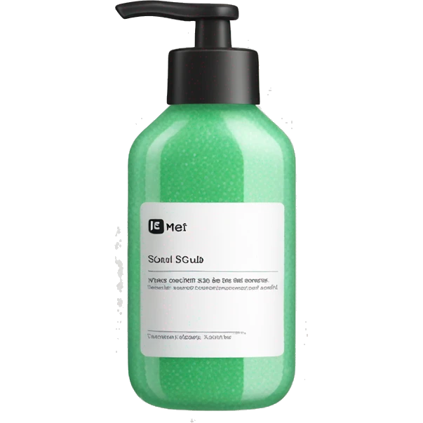 facial scrub bottle with label emoji