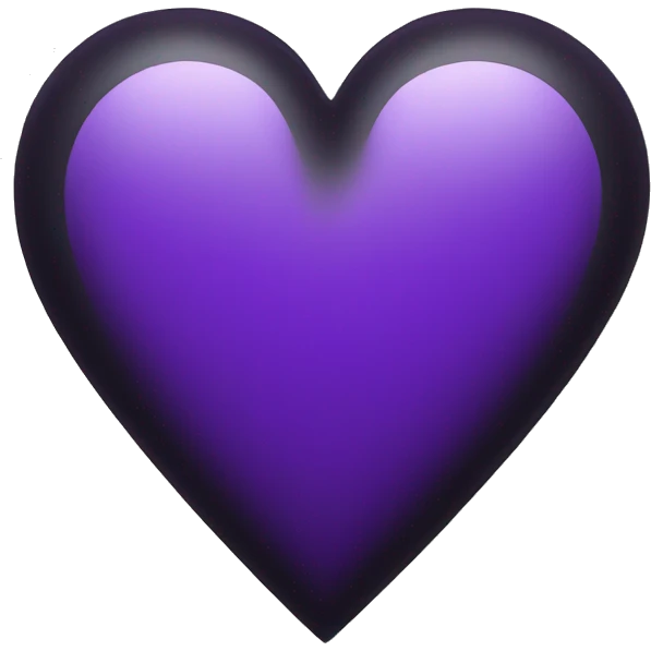 Half side black half side Purple Heart emoji