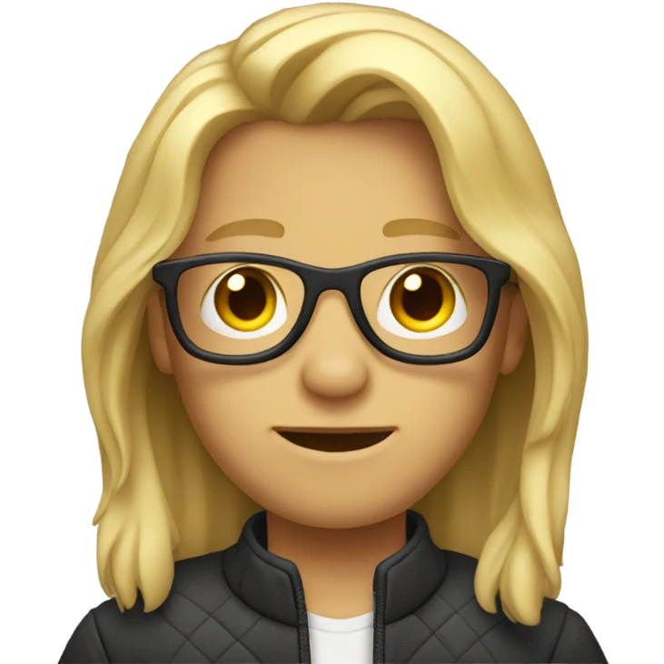 Boy with blond long hair with glasses emoji