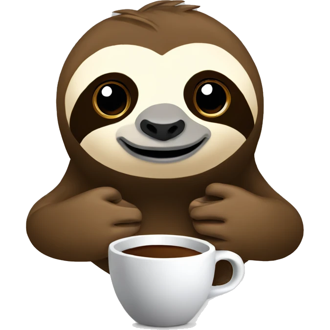 Sloth with coffee mug simple clean ios emoji