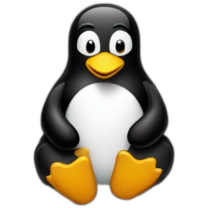 Linux tux sitting with keyboard emoji