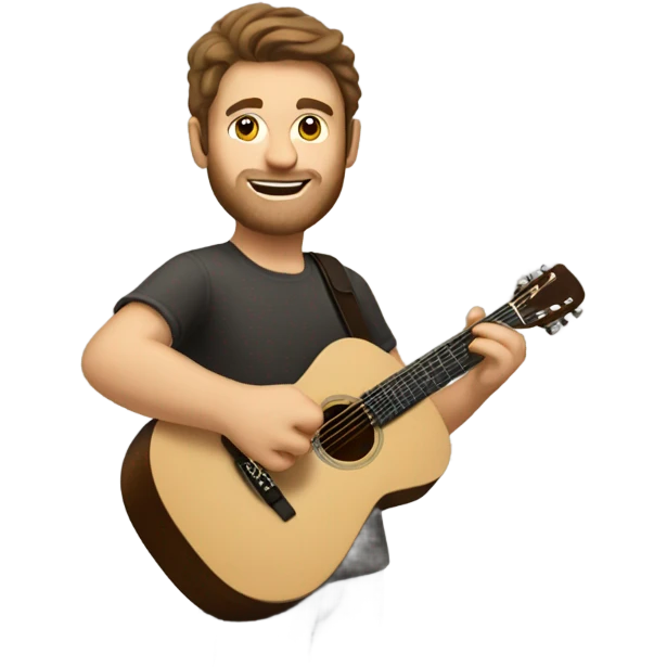 Caucasian now with brown hair playing acoustic guitar emoji