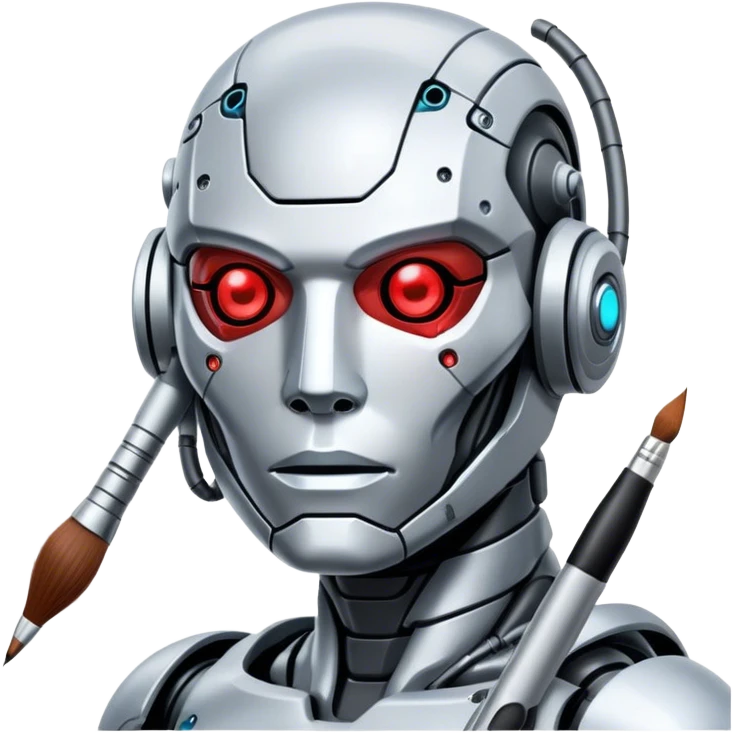 cyborg drawing with brush emoji
