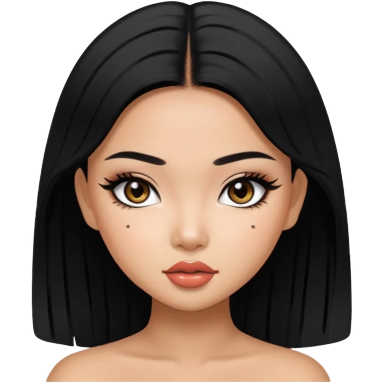 Vietnamese asian beauty, pretty bratz baddie, black eyeliner, black hair emoji