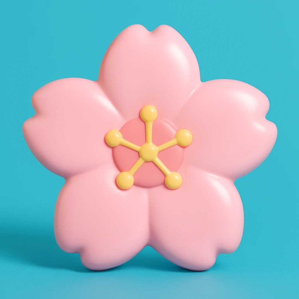 sakura cherry blossom, vinyl figure style emoji