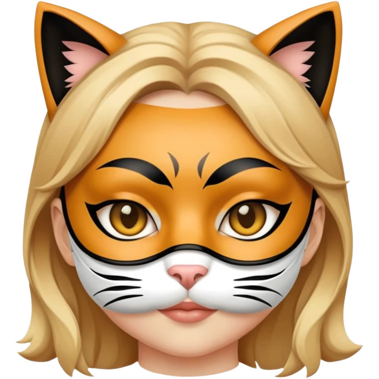 girl wearing cat mask emoji
