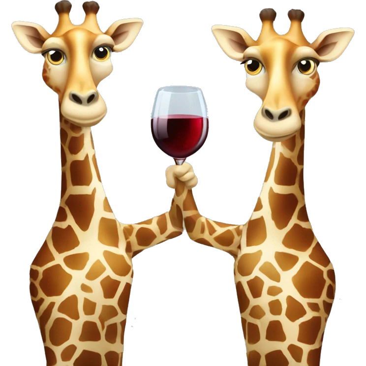 French giraffe holding red wineglass emoji