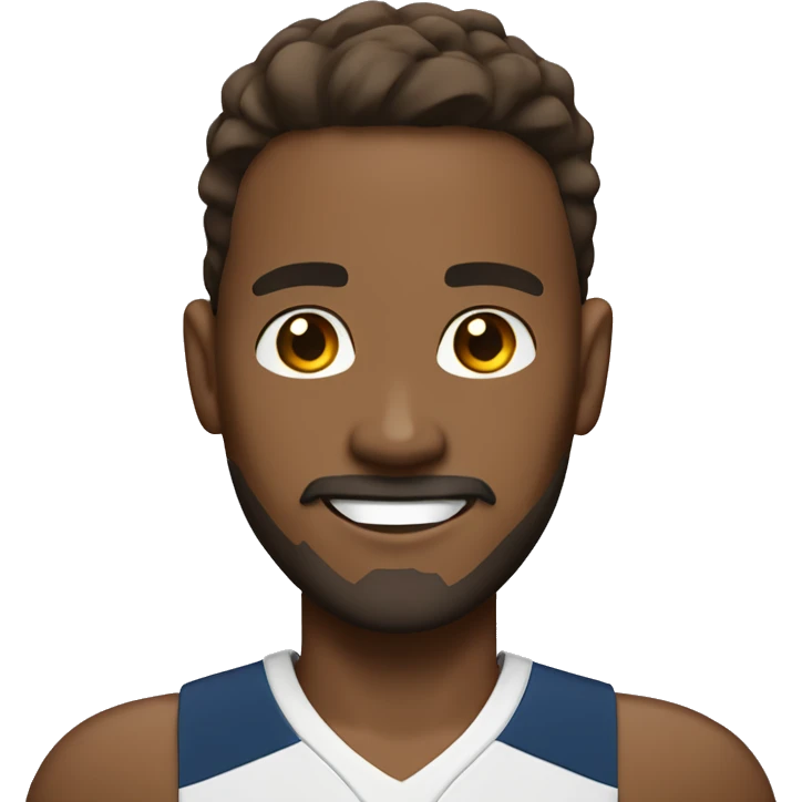 brown skin man with goatee in volleyball uniform smiling emoji