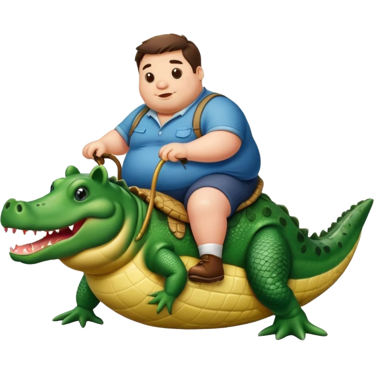 A fat pig riding a alligator  emoji