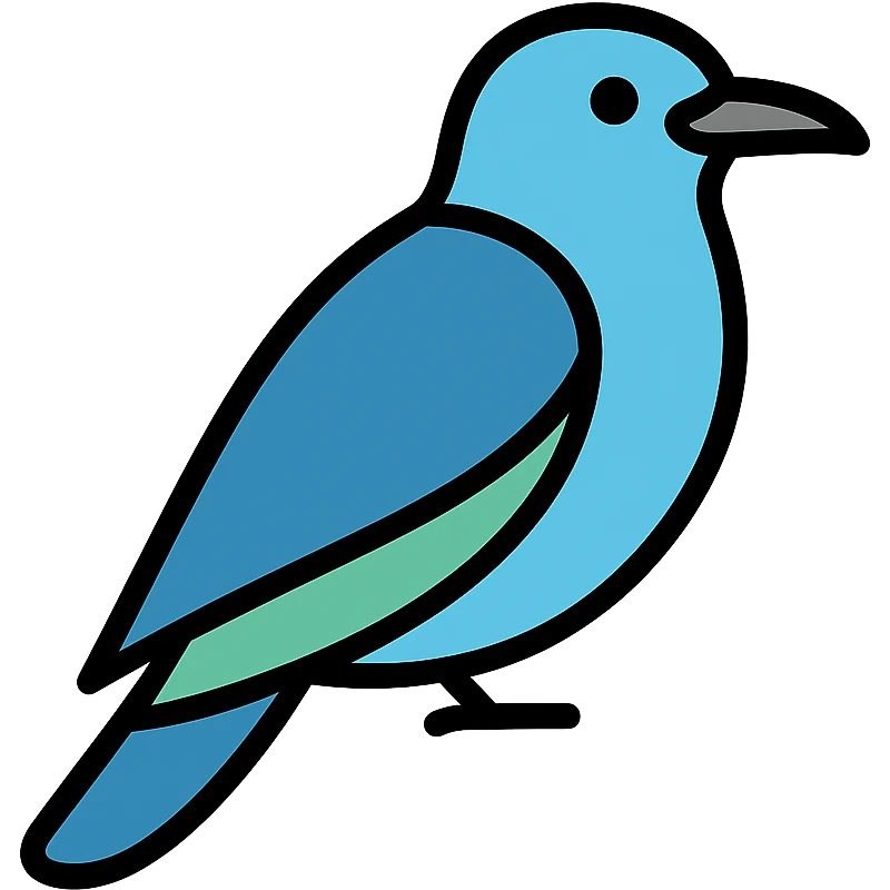 minimalist icon of a European Roller, blue silhouette with a hint of green, clean lines emoji