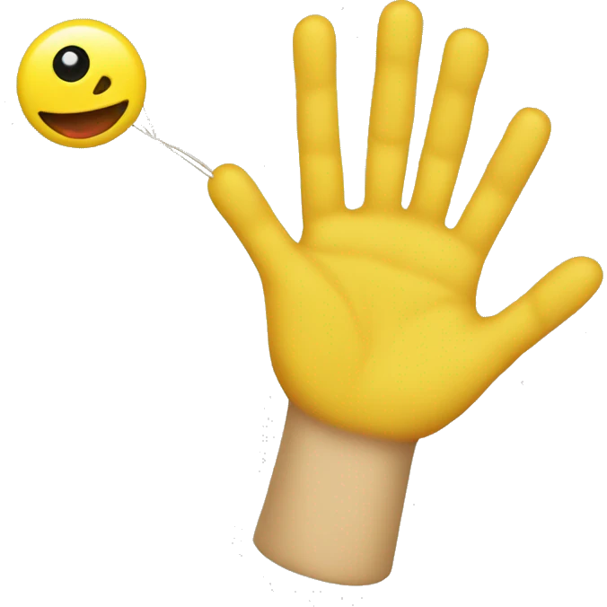 puppet strings hand with yellow skin emoji