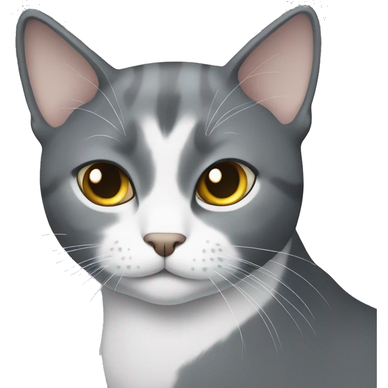 Grey cat with white patch on chest  emoji