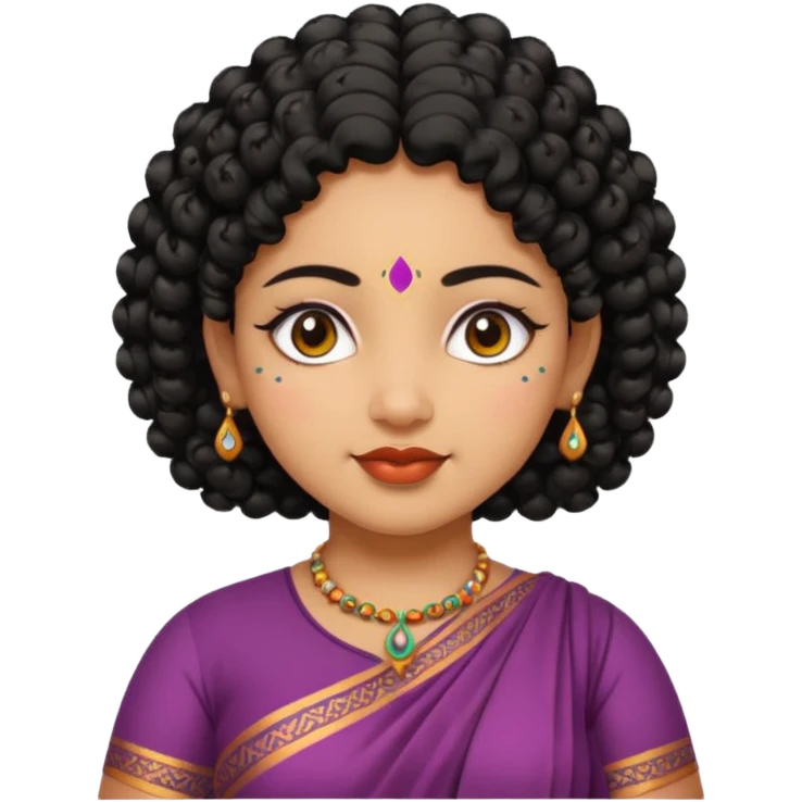 Indian fat girl south Indian curly short black hair emoji