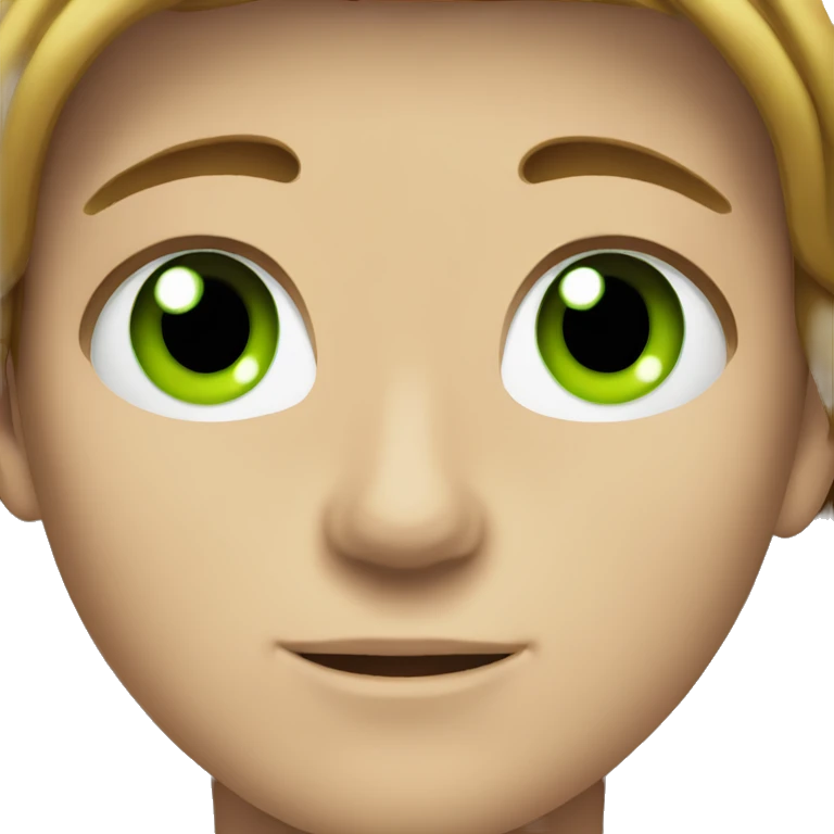 A teenage boy with chatain hair and green eyes  emoji