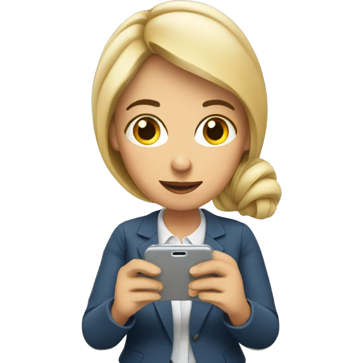 A European woman working from her smartphone  emoji