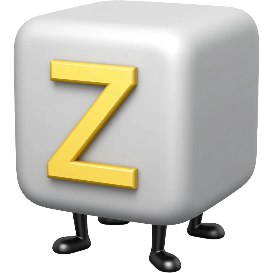 Z on a cube with legs emoji