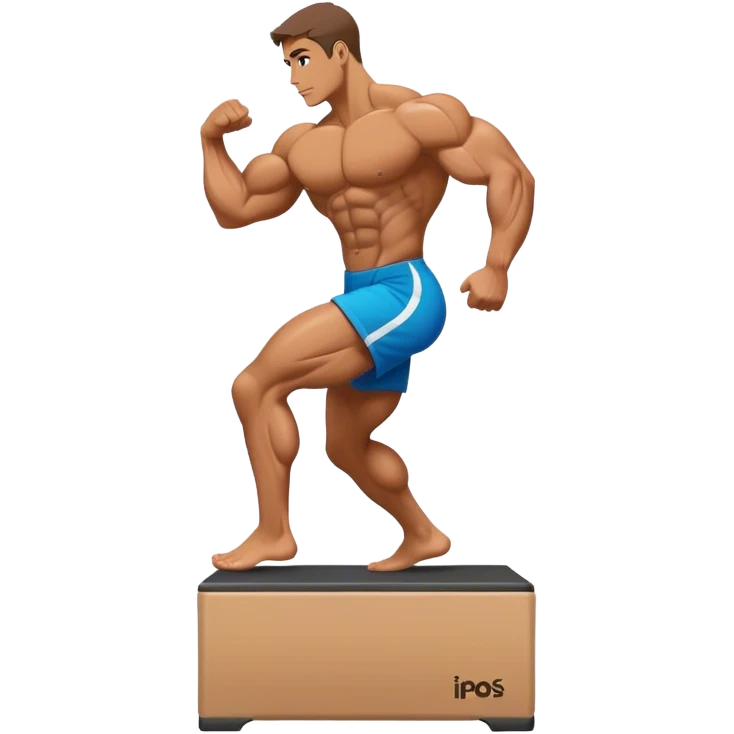 bodybuilder step onto plyo-box side-view emoji