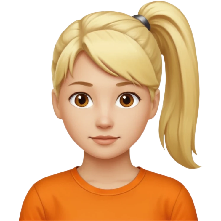 blond woman with ponytail and orange shirt emoji