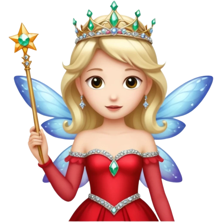 🧚🏻🪄💎 و تاج روی سر لباس قرمز emoji