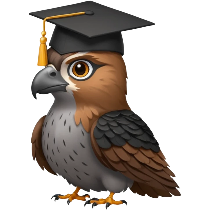 falcon with a black grad cap - semi realistic emoji