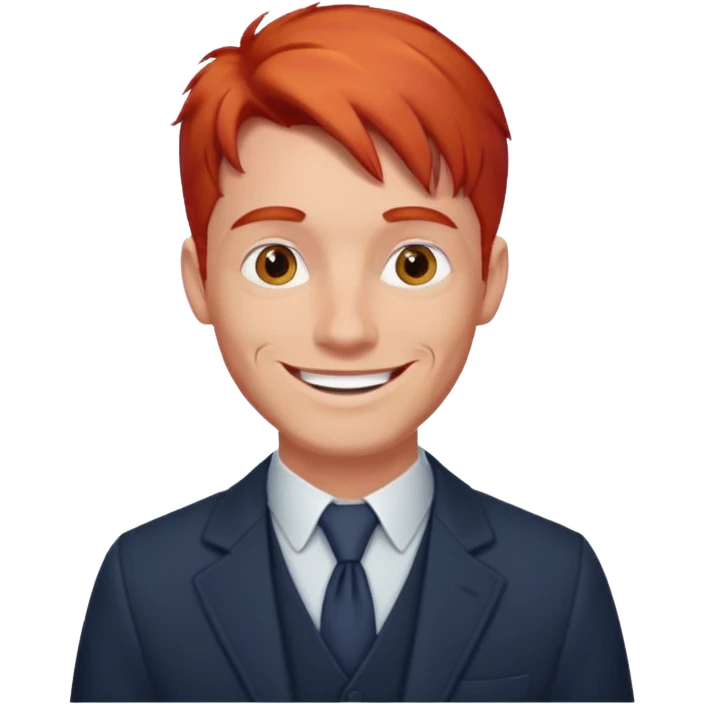 emoji of a 30-year-old man, mature appearance, gentleman features, red hair, cheerful expression emoji