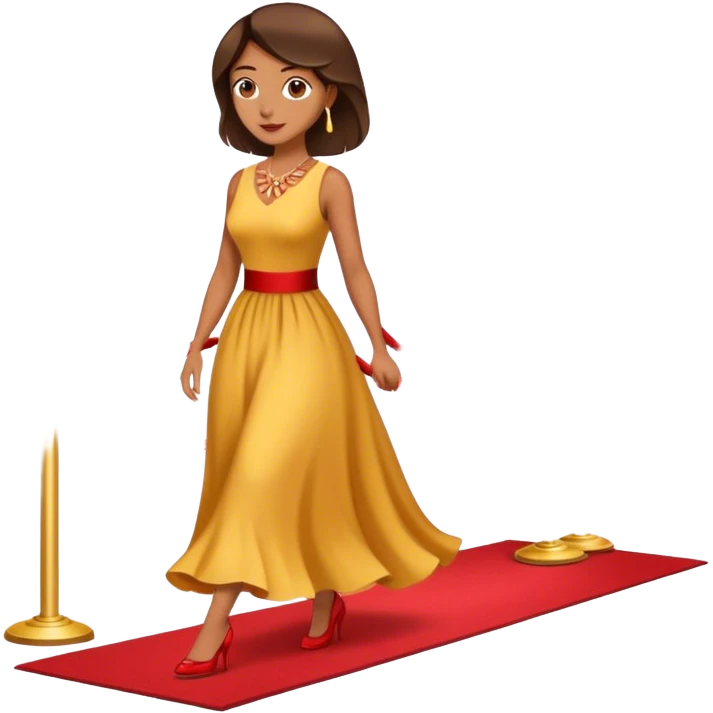 woman in beautiful dress walking a red carpet emoji