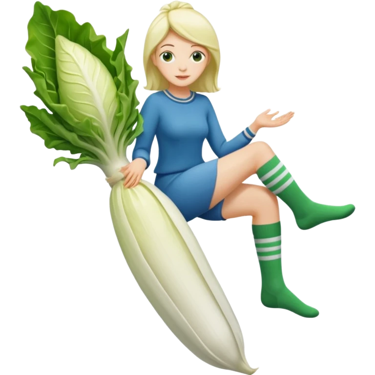  👩🏼 en chaussette, dans une endive géante, emoji