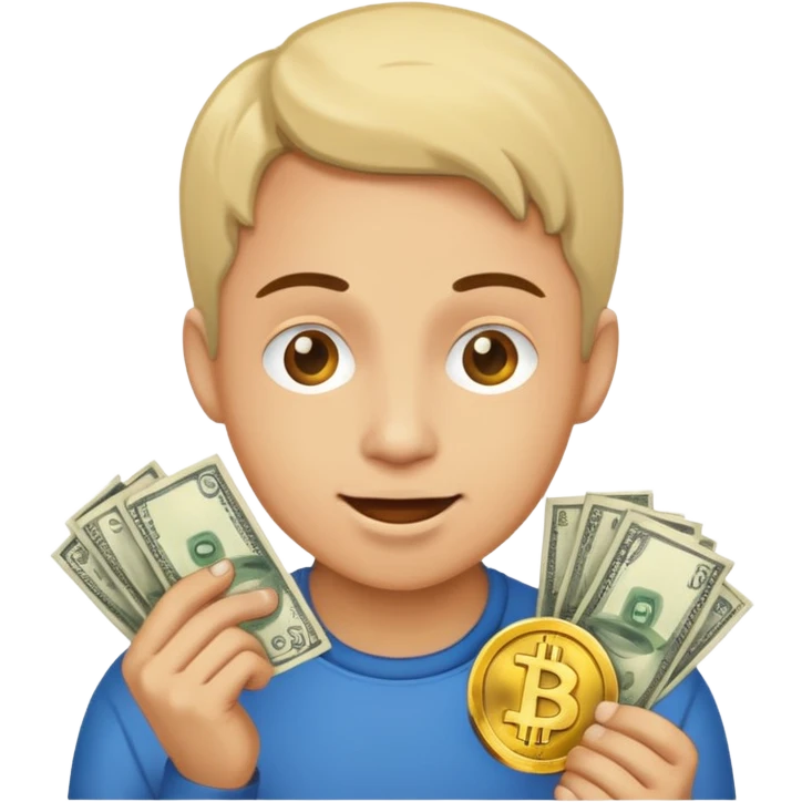 jew being mischievous with money and bitcoin emoji