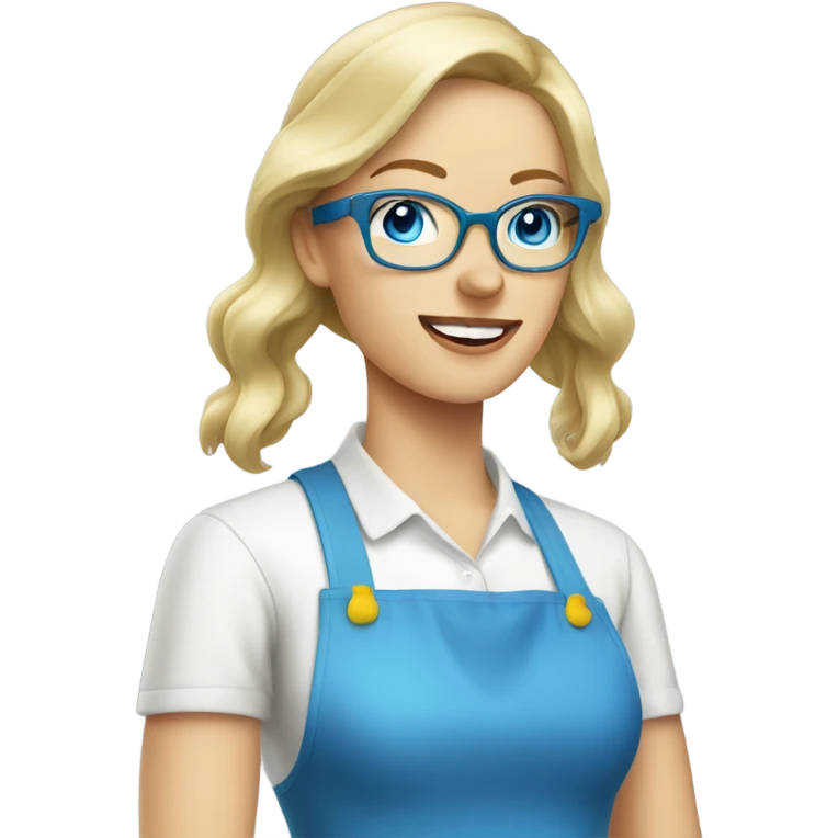 Blonde Caucasian woman blue eyes and glasses doing house chores  emoji