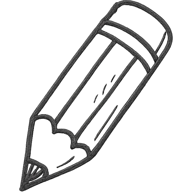 hand drawn outlined icon of a pink pencil, no fill, thick lines emoji