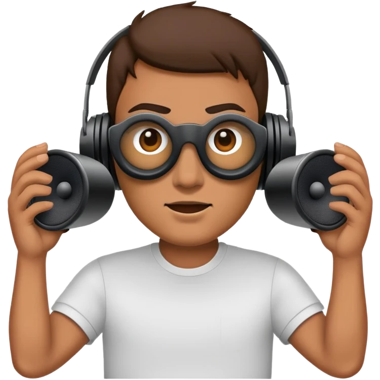 A man wearing speaker on his face emoji