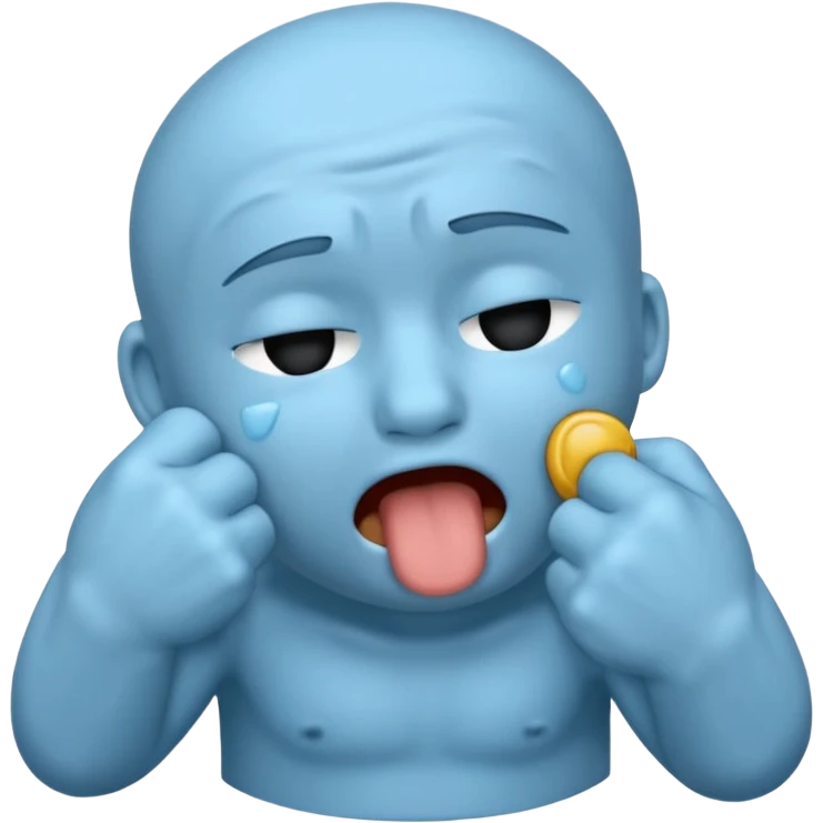 Crying emoji with fist covering mouth like he is saying “ooooh you so tuff boi” emoji