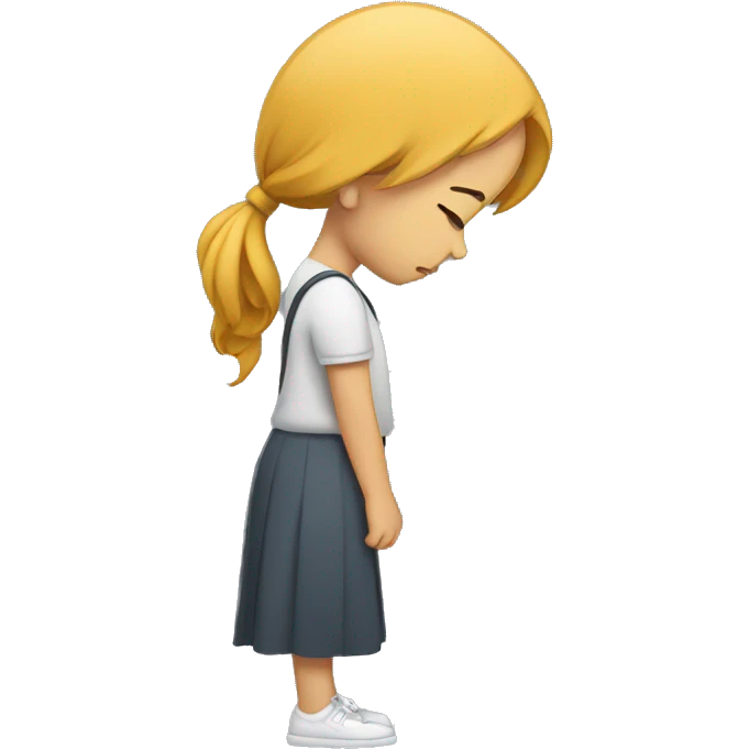 Sad girl walking with their head bent down emoji