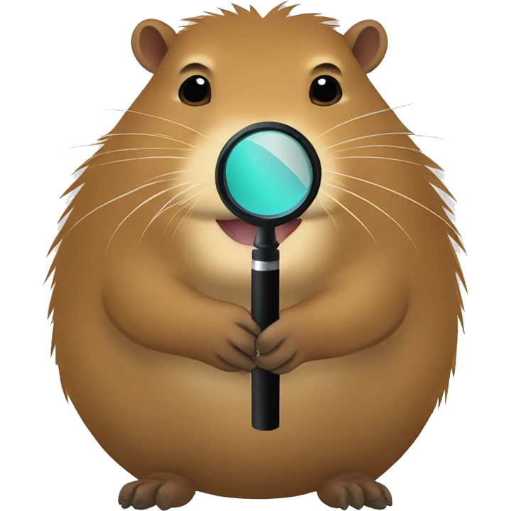Capybara holding a magnifier emoji