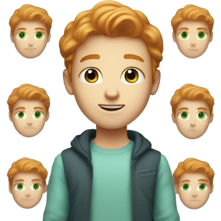A young guy with light ginger hair and light blue-green eyes emoji