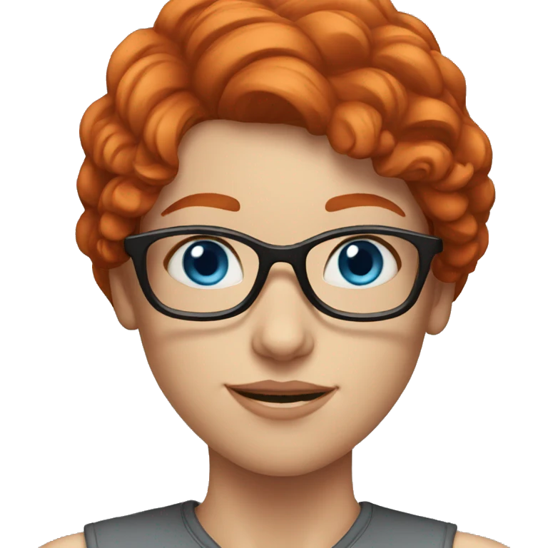 Red-hair-girl blue-eyes with glasses emoji