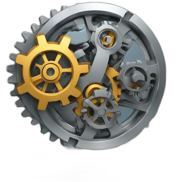 llustrate moving gears with a metallic finish, in a high-tech machinery backdrop." emoji